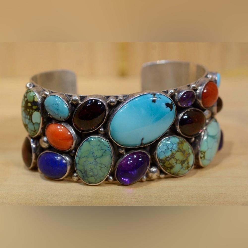 Ted Secatero Navajo Turquoise stone cuff.